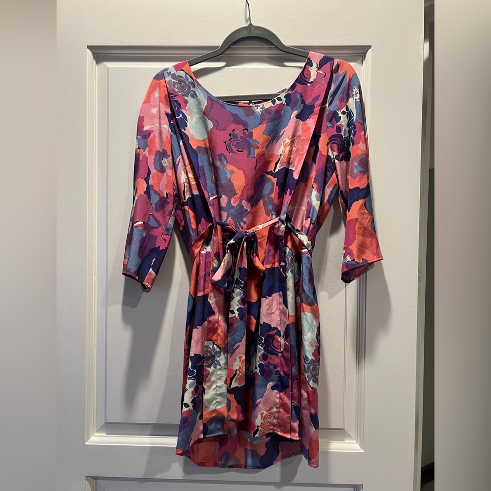 Yumi Kim long sleeved pink/purple floral mini dress size Small